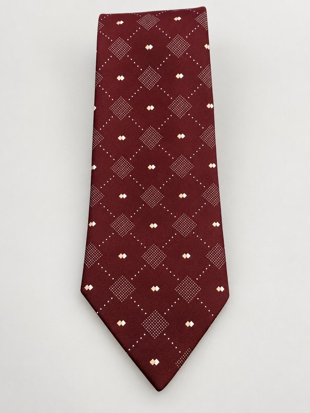 John Kochis New York Men’s Burgundy Geometric Diamond Necktie Classic Dress Tie